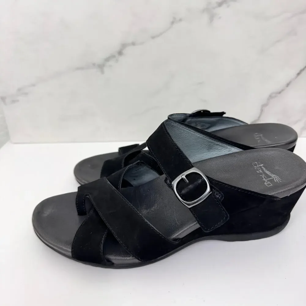 Dansko Womens Aubree Nubuck Sandal Sz 42 / 11.5-12 Leather Comfort Minimal Black